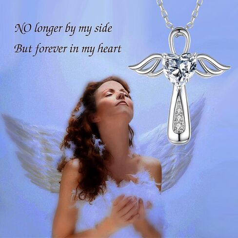 YLT 925 Sterling Silver Angel Wings Cremation Jewelry for Ashes Keepsake Memorial Cross Urn Pendant Necklace for Women Men in Kuwait
