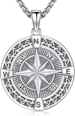 925 Sterling Silver Compass Necklace for Women Men Nautical Pendant Jewelry Gift for Adventurers Compass Jewelry in Saudi Arabia