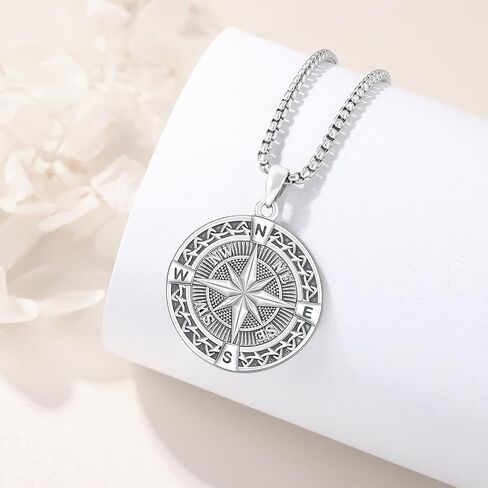 925 Sterling Silver Compass Necklace for Women Men Nautical Pendant Jewelry Gift for Adventurers Compass Jewelry in Saudi Arabia