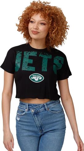 FOCO Women's NFL Team Logo Ladies Fashion Crop Top Shirt, Bottom Line, Small in Saudi Arabia