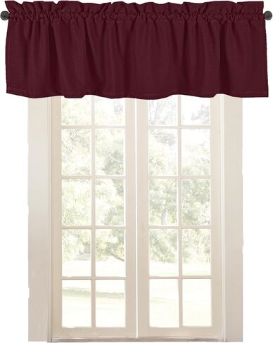 Native Fab Set of 2 Window Valance Curtains - 54 x 18 inches - Rod Pocket - Semi Sheer - Mini Curtain for Kitchen, Cafe, Living Room, Bedroom, Basement - Burgundy Wine (Maroon) in Saudi Arabia