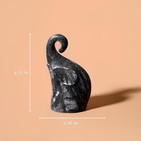 Peruvian Stone Elephant Sculpture, Black, Handmade Decorative Art for Living Room, Bookshelf, Coffee Table, Gift in Saudi Arabia