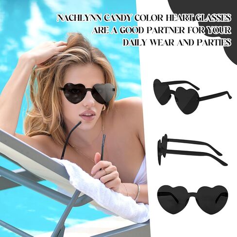 NACHLYNN 10 Pairs Heart Sunglasses Women Rimless Heart Shaped Sunglasses Candy Color Heart Glasses for Costumes Cosplay (Green) in Kuwait