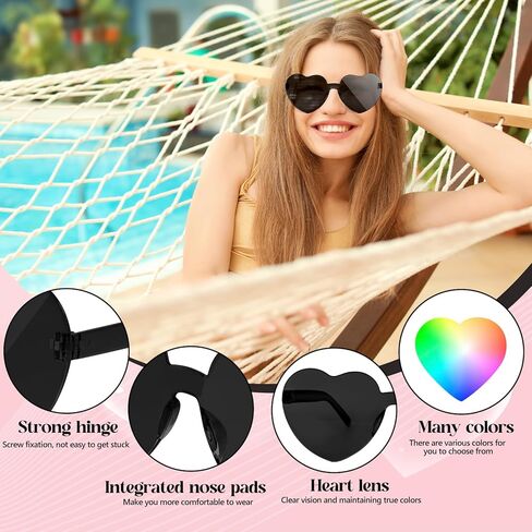 NACHLYNN 10 Pairs Heart Sunglasses Women Rimless Heart Shaped Sunglasses Candy Color Heart Glasses for Costumes Cosplay (Green) in Kuwait