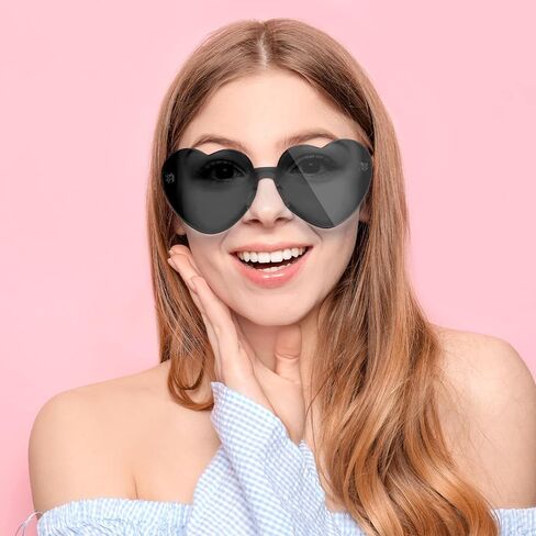 NACHLYNN 10 Pairs Heart Sunglasses Women Rimless Heart Shaped Sunglasses Candy Color Heart Glasses for Costumes Cosplay (Green) in Kuwait