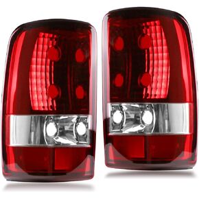 Nakuuly Tail Light Compatible With 2000-2006 Chevy Suburban 1500 2500 Tahoe GMC Yukon XL Denali Driver and Passenger Side Taillights Red Clear Rear Brake Lamp W/O Bulbs Harness