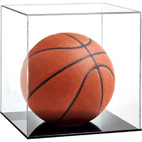 Clear Basketball Display Case Acrylic Box Football Basketball Storage Collectible Sports Memorabilia Holder with Stand(Product Includes Protective Film on Both Sides)