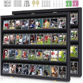 Mlikero Baseball Card Display Case,35 Graded Large Sports Card Display Case,Sturdy Lockable Acrylic Display Case with 98% UV Protection Clear View for Baseball Basketball Trading Cards……