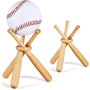 2 Set Baseball Stand Display Holder Baseball Bat Holder with Wooden Baseball Bats 3 Mini Bat and Wooden Circles
