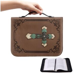 Bible Covers for Women Leather Case Church Bag Large Size Sunflowers Beige Bible Carrier Cover with Handle Zipper Easter for Men Kids