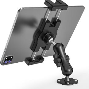 Keuvirya Heavy Duty Tablet Mount for Truck & Vehicle, Drill Base Tablet Holder for Truck with Aluminum Arm, Compatible with 4.7"-12.9" Tablets/iPad/Phones, iPad Truck Mount for Dashboard, Walls, Boat