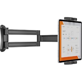 Tablet Wall Mount, Aluminum Sturdy iPad Wall Mount Holder for 7"-12.9" Tablets, 360° Swivel Arm, Easy Installation, Perfect for Classrooms Gyms Kitchens - Compatible with iPad Pro Air Mini Samsung