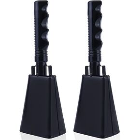 Steel Cowbell with Handle 7 Inch 2 Pack Noise Makers Cheering Bell Cow bells for Football Sporting Events Classroom Wedding School Bells Alarm Percussion Musical Instrument, (YX-CB01) in Saudi Arabia