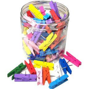 Otylzto 70PCS Per Can Colorful Push Pin with Wooden Clips,Decorative Pushpins Tacks Thumbtacks for Cork Board Artworks Notes Photos, Craft Projects, Offices and Homes (8 Colors)