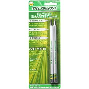 Ticonderoga Sensematic Mechanical Pencil, 0.7mm Lead, Silver, 2 Count