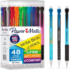 Paper Mate Mechanical Pencils, Write Bros. #2 Pencil, 0.7mm, Assorted Pencil Types, 48 Count