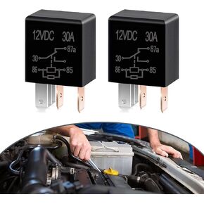 Pack-2 Car 5 Pin Relay Switch, 12V Multi-Purpose Relay, 30A Relay Without Backrest, Nylon Car Motor System Plug, Motor Replacement Kit, Universal for Most Cars, Trucks (Black)