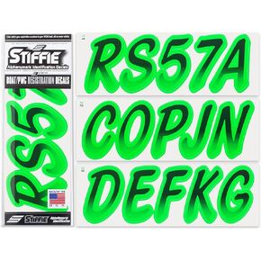 Stiffie Whipline Silver/Black 3" Alpha-Numeric Registration Identification Numbers Stickers Decals for Boats & Personal Watercraft