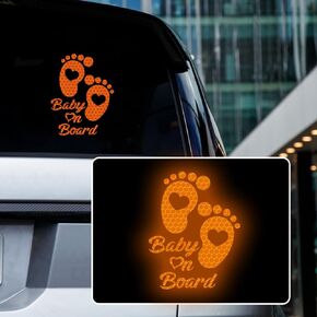 High Intensity Reflective Baby on Board Car Sticker Waterproof Cute Footprint Baby in Car Decal Safety Warning Sign Kids on Board Decal for Car Bumper Window (Blue)