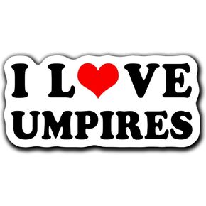 Saiki I Love Umpires Vinyl Sticker for Baseball Softball Catcher's Mask, Helmet 3inch, Fullcolor Sticker