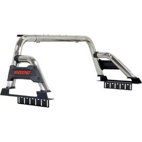 IIIREENO Roll Bar | Light Roll bar | Adjustable Sport Bar Silver Stainless Steel Full Size Trucks Compatible with(Ford F-150/250,Silverado 1500, Ram 1500, Sierra,Tundra) | No Drilling, 1502-B02018SS