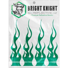 Bright Knight Reflective Flame Stickers, 4 Pcs Black Reflective Car Sticker Decal with 3M Retro-Reflective Vinyl, Self-Adhesive Outdoor Waterproof Safety Flame Decals for Trucks, Cars, and Helmets