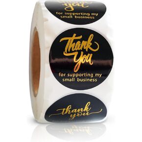 1.5 Inch Thank You Stickers | 500 Thank You Stickers for Small Business| Self-Adhesive & Waterproof Stickers with Beautiful Design | Strong and Durable (Black, 1.5 Inch)