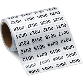 001-2000 Pieces Inventory Number Sticker Labels Self Adhesive Waterproof Labels Vinyl Consecutive Number Stickers Labels for Indoor, Outdoor, Storage, Classification, Supplies, 0.39 x 0.78 Inch