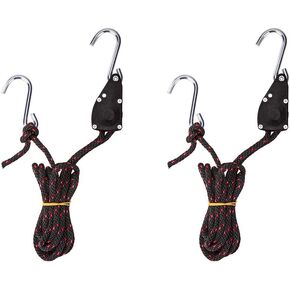 AA Products Ratchet Kayak and Canoe Bow and Stern Tie Down Straps Adjustable Rope Hanger (1/4" x 10', 2pcs,300LBS/Pair)