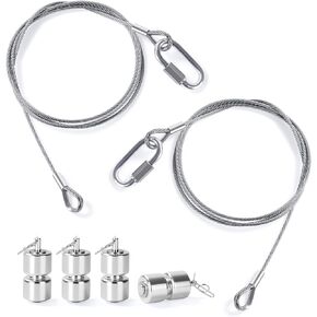 2Pcs Lift Cable Replacement for Gorilla Lift Trailer Gate Assist with EZ Spring Clips, with 4Pcs Aluminum Alloy Rollers Pins Washers