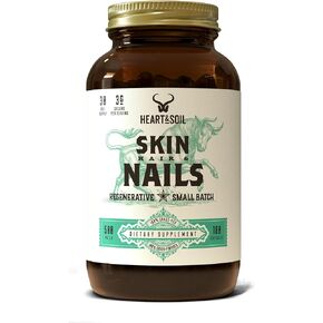 HEART & SOIL - Skin, Hair & Nails Supplement - Hair Skin and Nails Vitamins - Enriched with Biotin, Collagen, Vitamins A & E, Riboflavin, Elastin & More - 100 Capsules