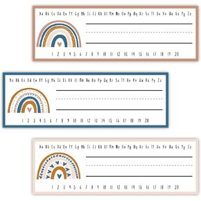30 Name Tags Labels - Boho Rainbow Self Adhesive Name Plates, Desk Label, Locker Stickers for Classroom School, Student, Teacher Decorations & Supplies - A01