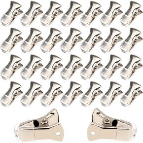 30PCS Mini Metal Alligator Clips Small Alligator Clamps Spring Clip Non-Slip Metal Badge Clips Silver Small Clips for Crafts, Paper, ID Badge Holders, Jewelry, Lanyards 0.78×0.23inch