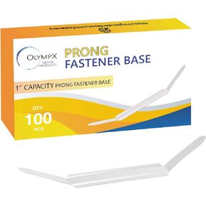 OLYMPX 100 Pcs of 1" Capacity Premium Metal Prong Paper Fastener Bases, 2.75 Inch Base for Paper File Clip Folder Accessories, Box of 100