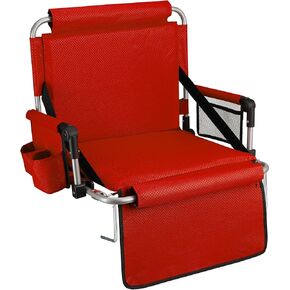 Alpcour Bleacher Seat with Backrest – Premium Stadium Seating for Bleachers: Cushioned, Foldable & Padded Stadium Seat Chair with Arms & Pockets – Perfect for Football & Basketball Games