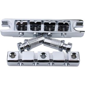Guyker 4 String High Mass Bass Bridge with Zinc Saddles Replacement for Electric Jazz Bass P Bass Precision Bass (BS004 Chrome)