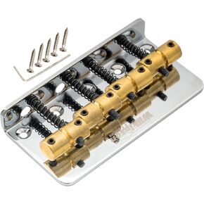 Wilkinson WOB41 57mm (2-1/4 inch) 4-String Bass Bridge Brass Saddles for Precision/Jazz Bass, Chrome