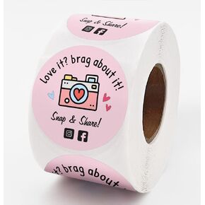Cute Retro Camera Design Stickers,Snap Share Revie Thank You Stickers, Online Retailers Mail Envelopes Packaging Stickers Labels Shipping Stickers for Small Business,500 PCS…