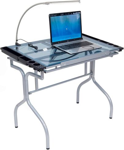 Studio Designs Folding Modern Top Adjustable Drafting Table Craft Table Drawing Desk Hobby Table Writing Desk Studio Desk, 35.25" W x 23.75" D, Black / White in Saudi Arabia