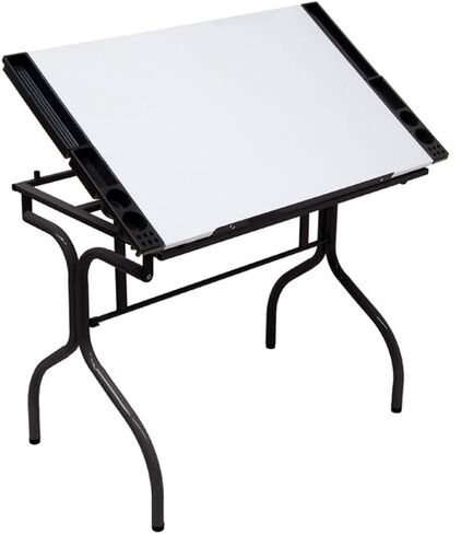 Studio Designs Folding Modern Top Adjustable Drafting Table Craft Table Drawing Desk Hobby Table Writing Desk Studio Desk, 35.25" W x 23.75" D, Black / White in Saudi Arabia