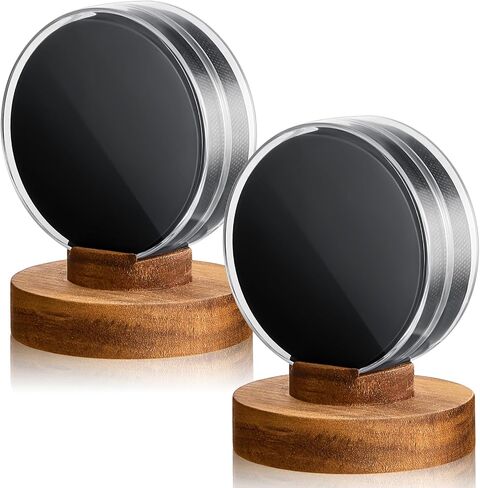 Hockey Puck Display Case Acrylic Hockey Puck Holder with Wood Base Clear Display Box Souvenir Display Stand for Displaying Autograph Hockey Puck Collection in Saudi Arabia