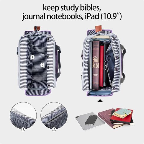 حقيبة الكتاب المقدس LUXJA مع جيوب متعددة لعناصر دراسة الكتاب المقدس، حقيبة حمل الكتاب المقدس للنساء، أرجواني in Kuwait