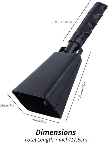Steel Cowbell with Handle 7 Inch 2 Pack Noise Makers Cheering Bell Cow bells for Football Sporting Events Classroom Wedding School Bells Alarm Percussion Musical Instrument, (YX-CB01) in Saudi Arabia