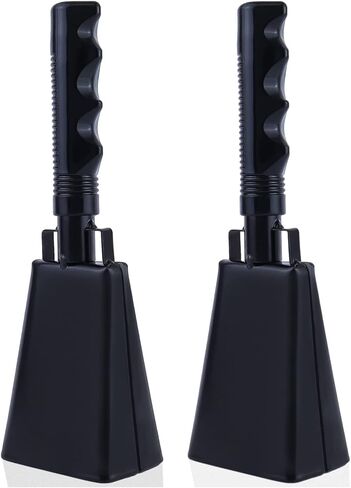 Steel Cowbell with Handle 7 Inch 2 Pack Noise Makers Cheering Bell Cow bells for Football Sporting Events Classroom Wedding School Bells Alarm Percussion Musical Instrument, (YX-CB01) in Saudi Arabia