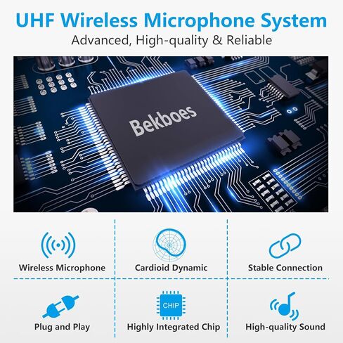 نظام ميكروفون لاسلكي احترافي مزدوج ديناميكي UHF من BEKBOES، ميكروفون لاسلكي محمول، نطاق 492 قدم للكاريوكي المنزلي/الاجتماع/الحفلة/الكنيسة/الزفاف SE1 in Saudi Arabia