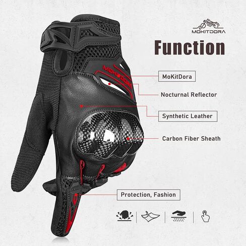 MoKitDora Motorcycle Gloves for Men Women with Hard Knuckle Full Finger Touch Screen Riding Gloves for Cycling Racing Motorcross Dirt Bike ATV UTV Sports Mountain Motorbike, New in Saudi Arabia