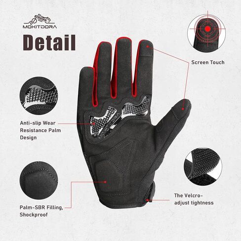 MoKitDora Motorcycle Gloves for Men Women with Hard Knuckle Full Finger Touch Screen Riding Gloves for Cycling Racing Motorcross Dirt Bike ATV UTV Sports Mountain Motorbike, New in Saudi Arabia