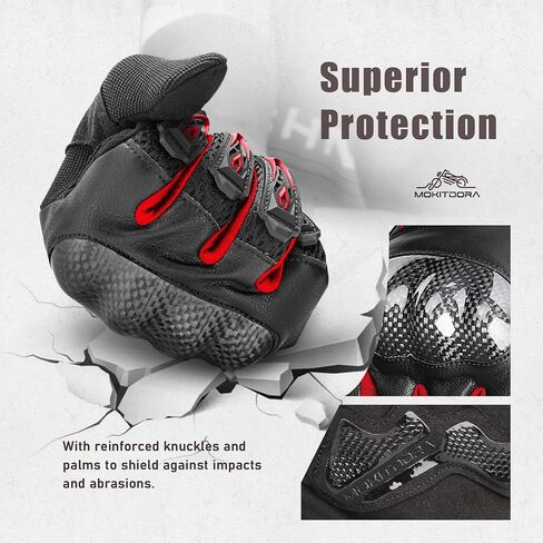 MoKitDora Motorcycle Gloves for Men Women with Hard Knuckle Full Finger Touch Screen Riding Gloves for Cycling Racing Motorcross Dirt Bike ATV UTV Sports Mountain Motorbike, New in Saudi Arabia