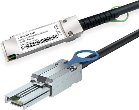H!Fiber.com QSFP إلى SFF-8088 كابل MiniSAS، SFF-8436 إلى SFF-8088 كابل DDR Hybrid SAS خارجي، 100 أوم، 2 متر (6.6 قدم)، نحاس سلبي لـ NetApp in Saudi Arabia