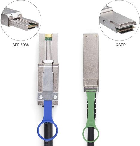 H!Fiber.com QSFP إلى SFF-8088 كابل MiniSAS، SFF-8436 إلى SFF-8088 كابل DDR Hybrid SAS خارجي، 100 أوم، 2 متر (6.6 قدم)، نحاس سلبي لـ NetApp in Saudi Arabia